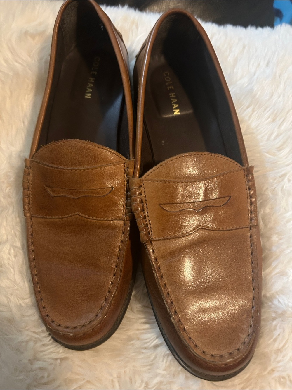 Cole Haan Tan Leather Slip-On Loafers